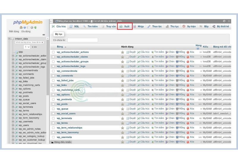 backup cơ sở dữ liệu wordpress 3
