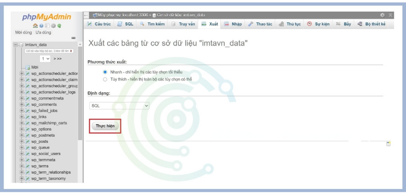 backup cơ sở dữ liệu wordpress 4