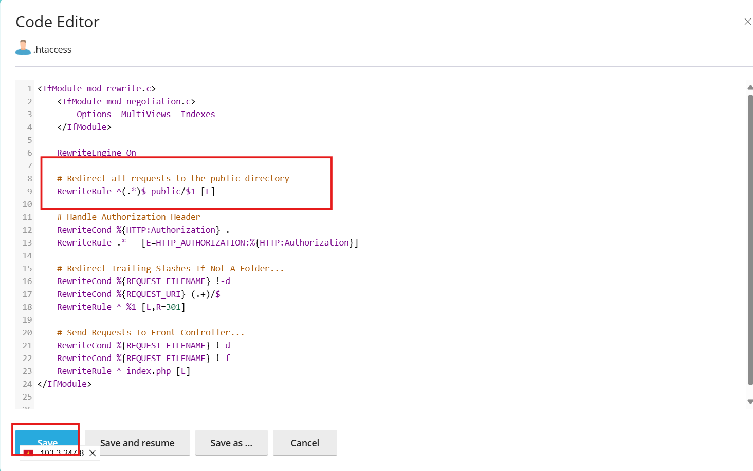 cách chuyển hướng trang web laravel từ thư mục /public đến miền chính 5