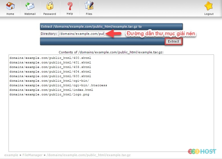 cách giải nén file trên directadmin 2