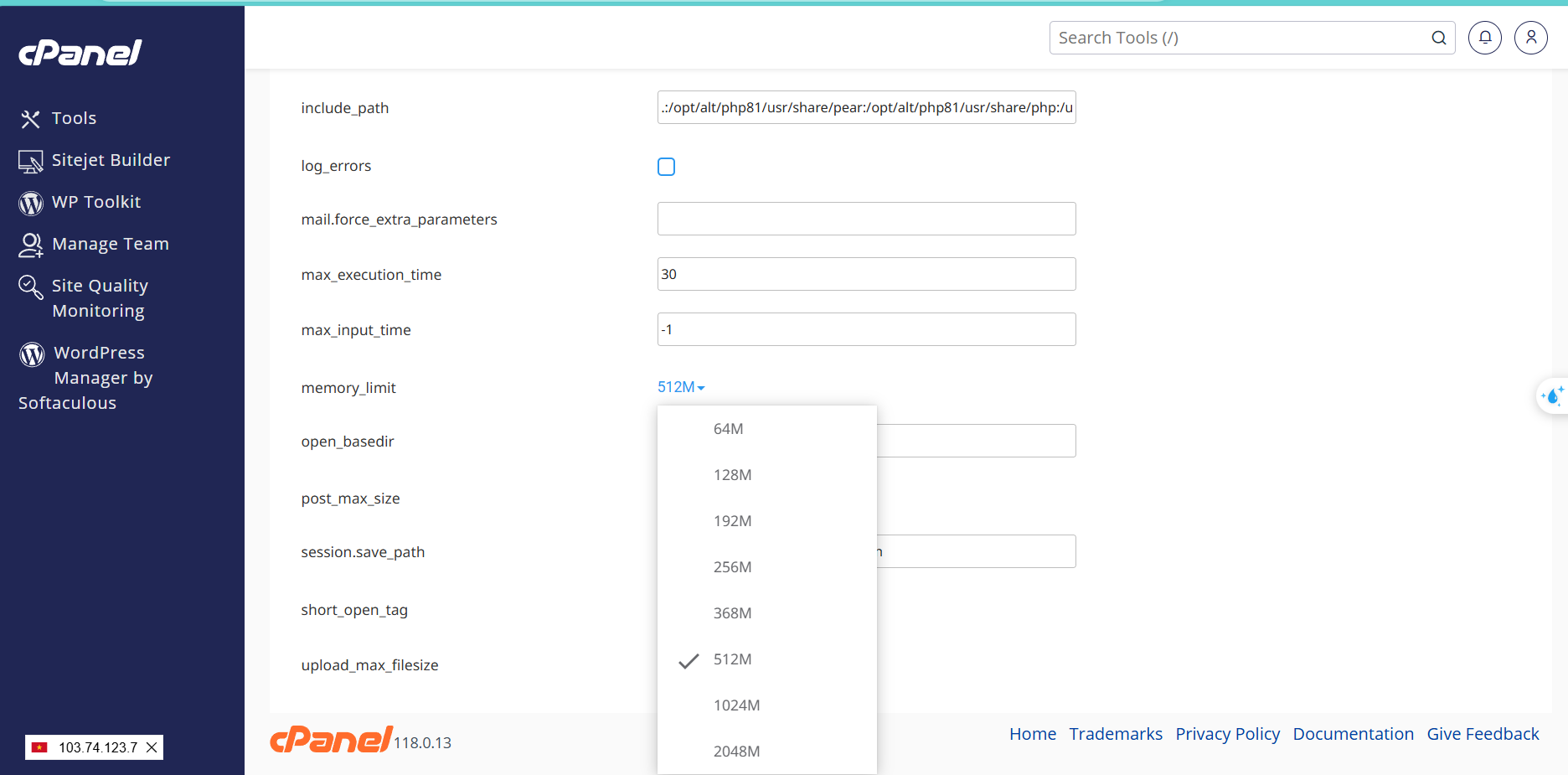 cách khắc phục lỗi fatal error allowed memory size exhausted trên hosting cpanel 3