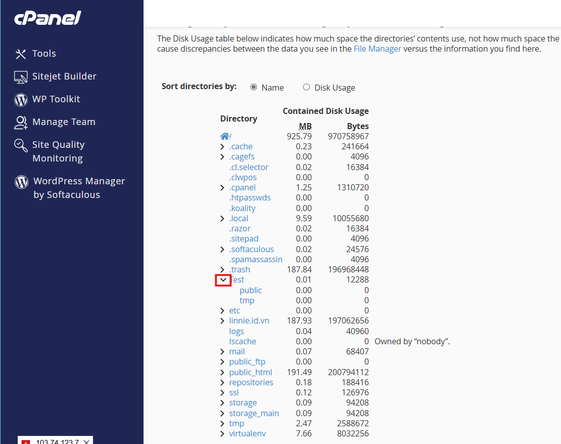 cách kiểm tra số lượng file trên hosting tại trang quản lý cpanel 4