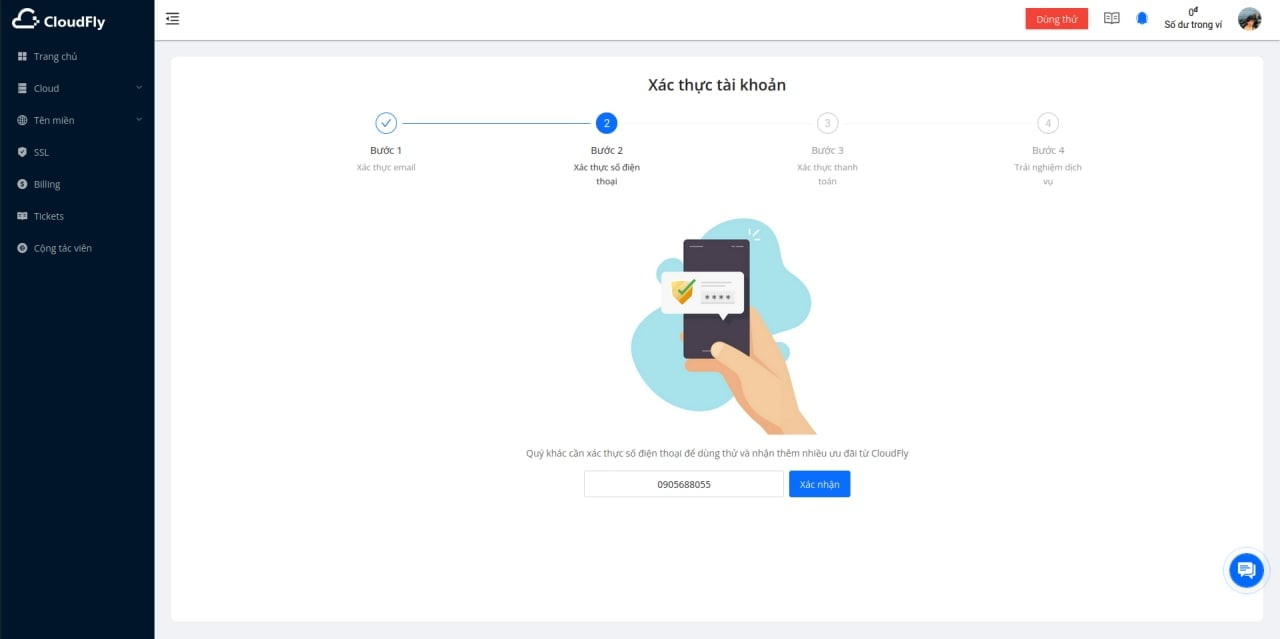 cách tạo cloud server free để trải nghiệm tại cloudfly