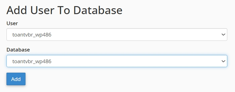 cách tạo và cấp quyền cho user database trong cpanel 3