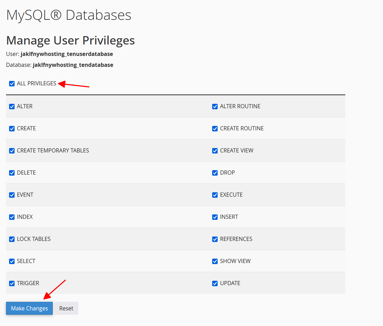 cách tạo và cấp quyền cho user database trong cpanel 5