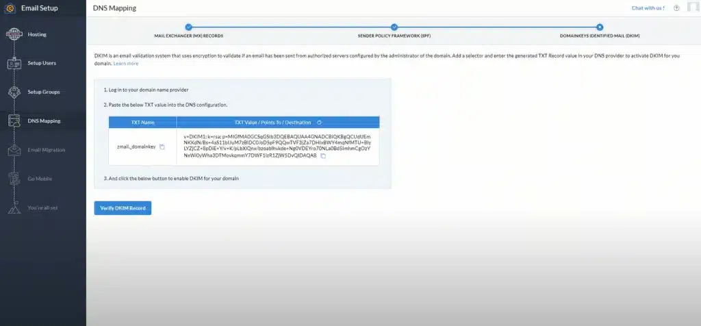 cấu hình dkim khi tạo email doanh nghiệp miễn phí