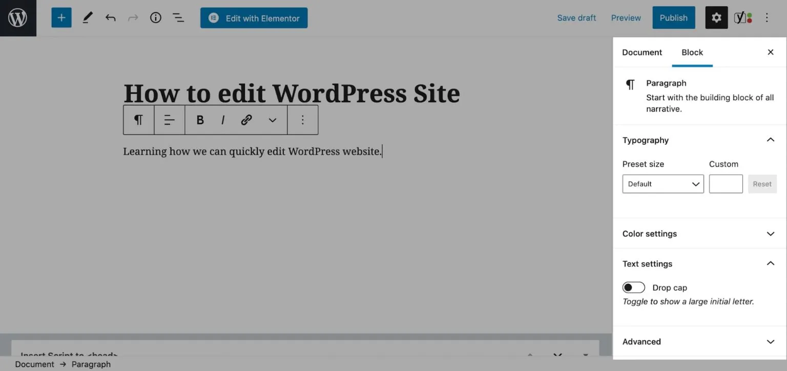 chỉnh sửa giao diện wordpress bằng block editor gutenberg
