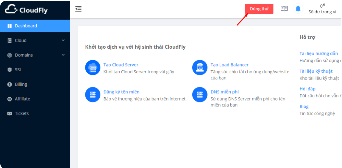 dùng thử cloud server