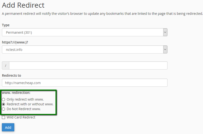 hướng dẫn cách redirect domain trong cpanel