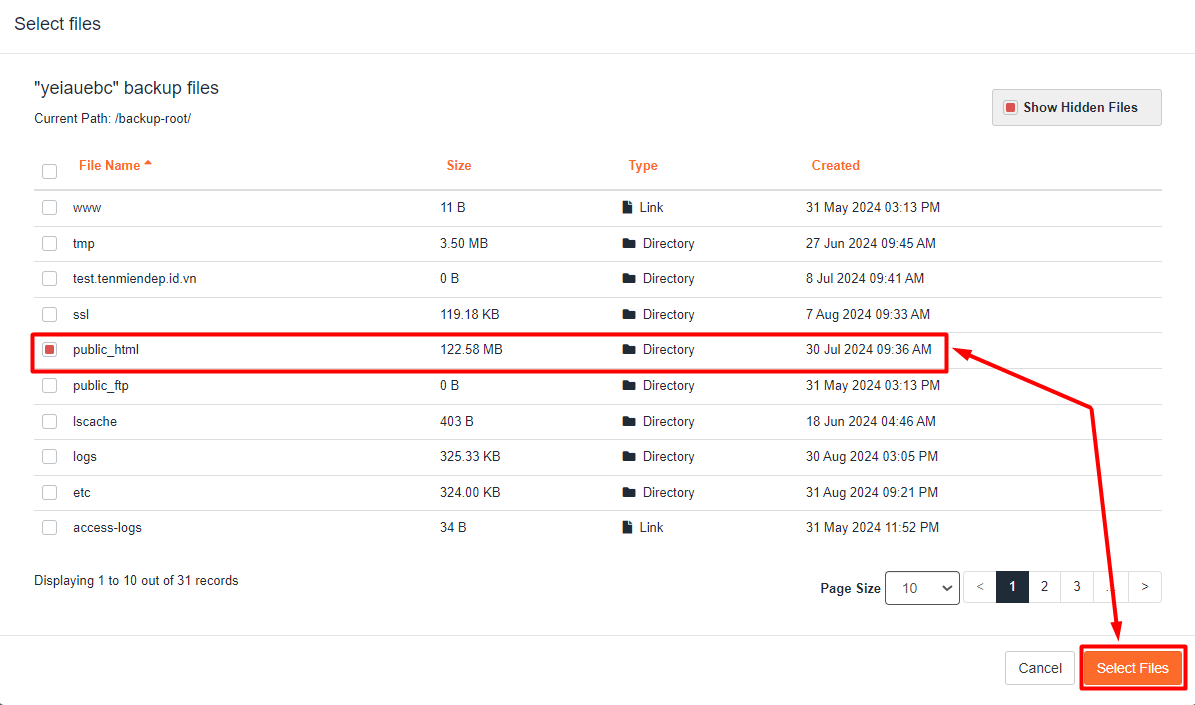 hướng dẫn cách tải backup trên jetbackup 5