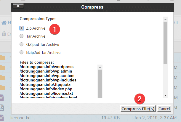 hướng dẫn nén và giải nén dữ liệu website trên cpanel hosting 3