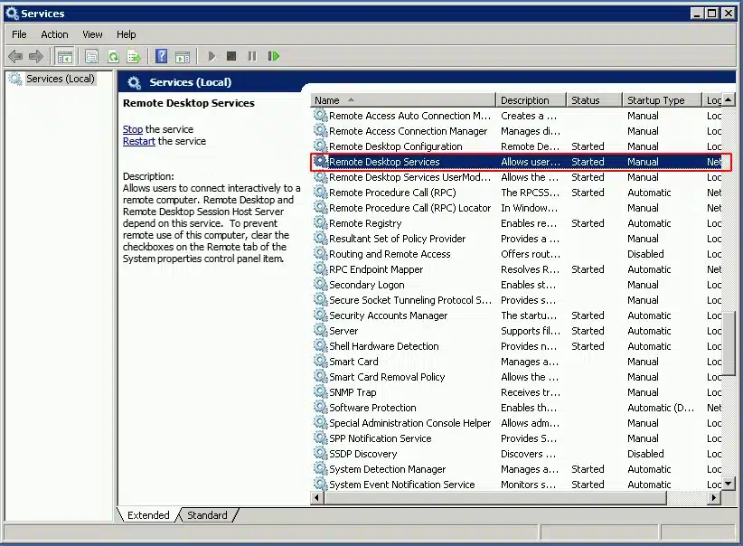 hướng dẫn restart service rdp 2