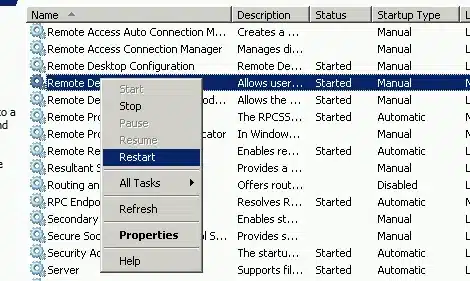hướng dẫn restart service rdp 3
