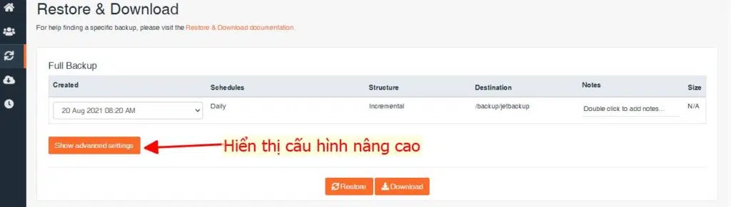 hướng dẫn restore file trên hosting thông qua jetbackup 4