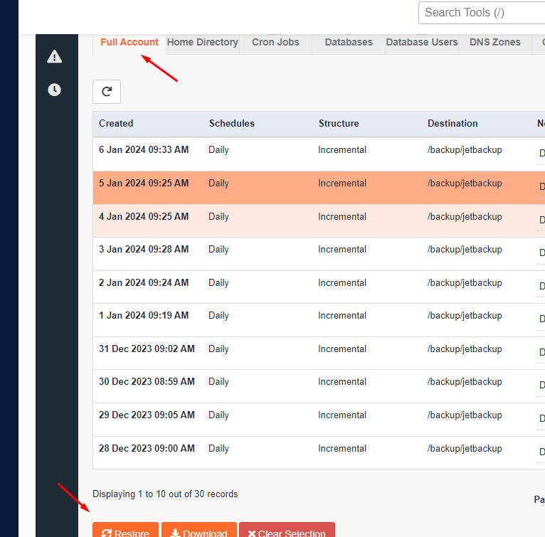 hướng dẫn sử dụng jetbackup 5 trên cpanel 3