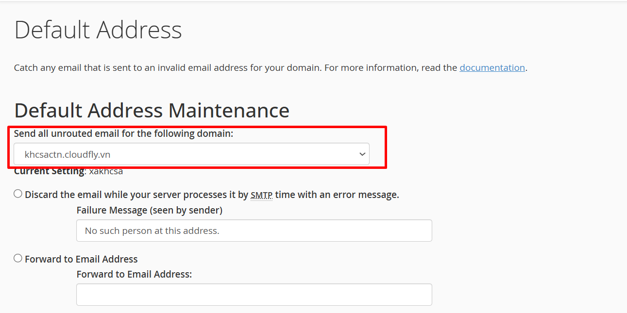 hướng dẫn sử dụng tính năng default address trên cpanel 3