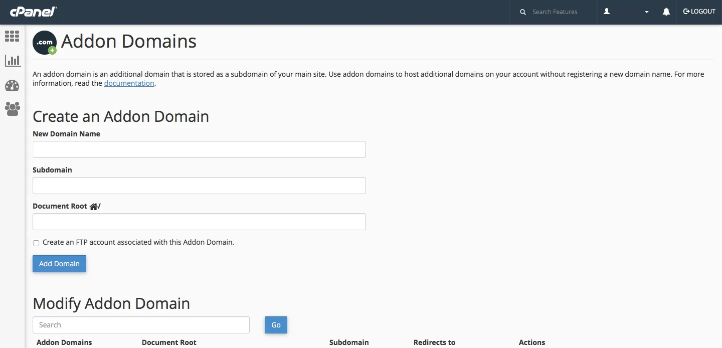 hướng dẫn tạo addon domain trên cpanel 2