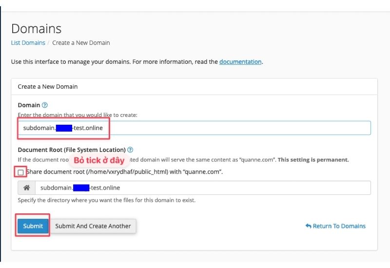 hướng dẫn tạo sub domain trên cpanel