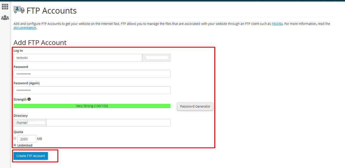 hướng dẫn tạo và thay đổi tài khoản ftp trên cpanel 2