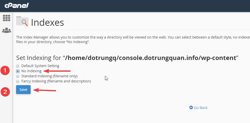 hướng dẫn tắt index thư mục trong cpanel 4