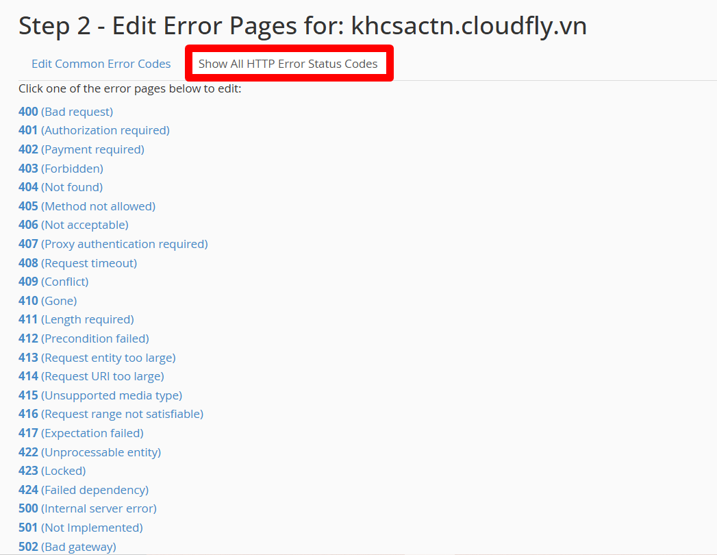 hướng dẫn tùy chỉnh error pages trên cpanel hosting 5