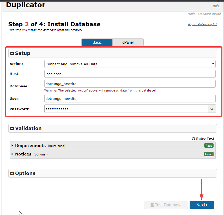hướng dẫn chuyển dữ liệu bằng duplicator - wordpress migration plugin 8