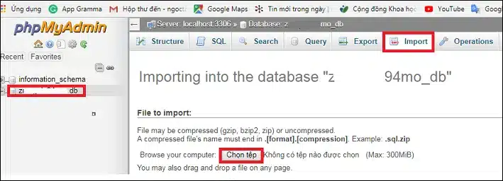 import database lên hosting 2