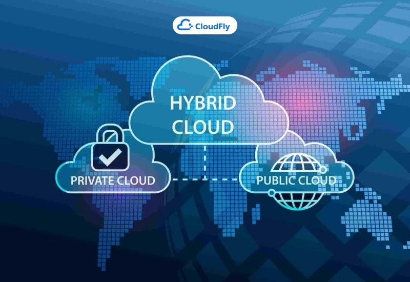 khái niệm của public cloud, private cloud và hybrid cloud