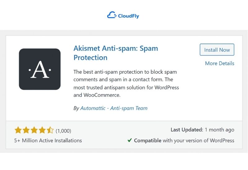 plugin chống spam wordpress Akismet Spam Protection