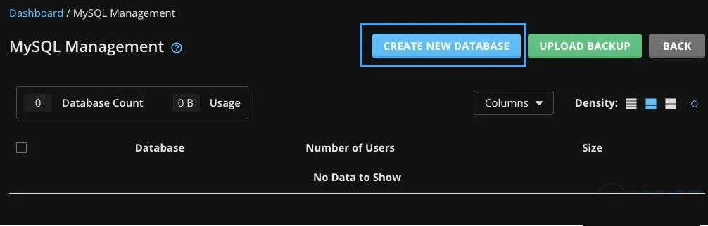 tạo database và gắn tên miền trên vps mới 2