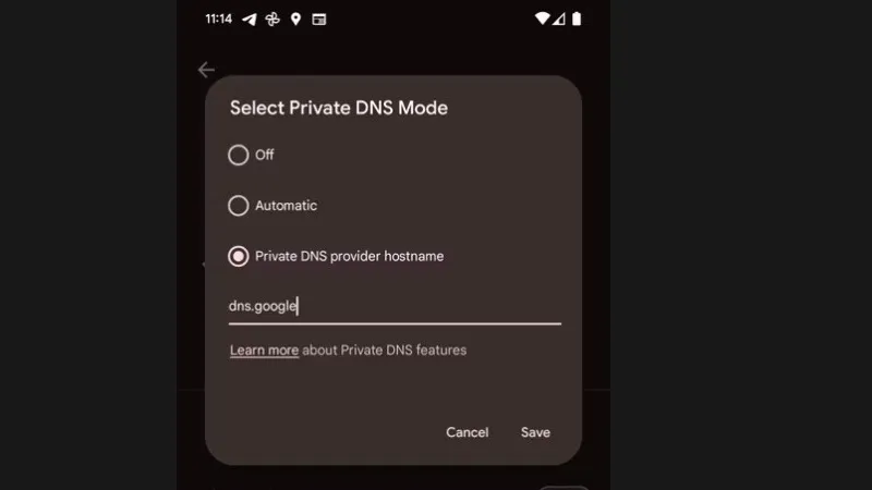 thay đổi dns 8.8.8.8 trên android